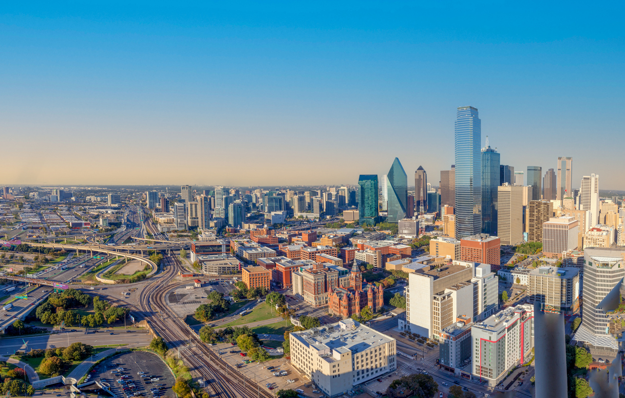 Scenic skyline in late afternoon in Dallas, Texas