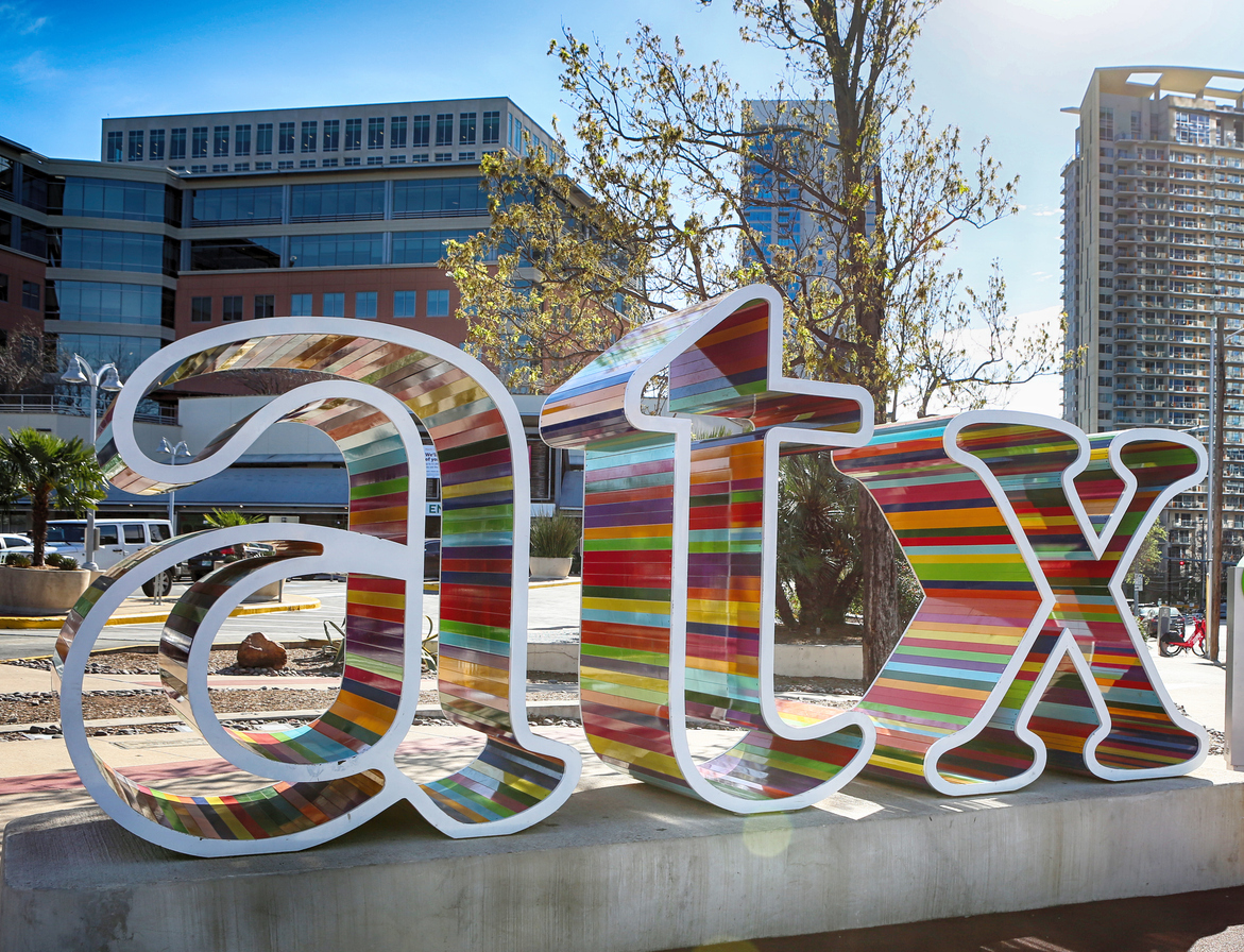 colorful ATX sign at 5th Street, Austin, Texas